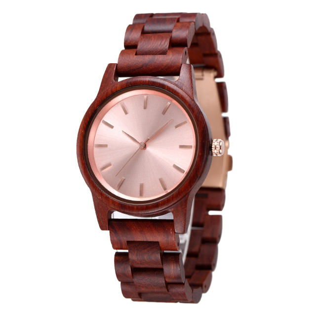 Elegant wooden material couples quartz watch