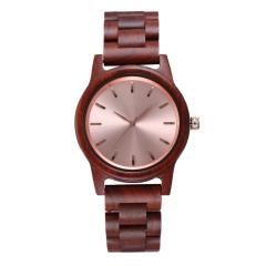 Elegant wooden material couples quartz watch