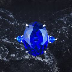 Luxury  oval shape cubic zircon ruby sapphire blue wedding necklace set