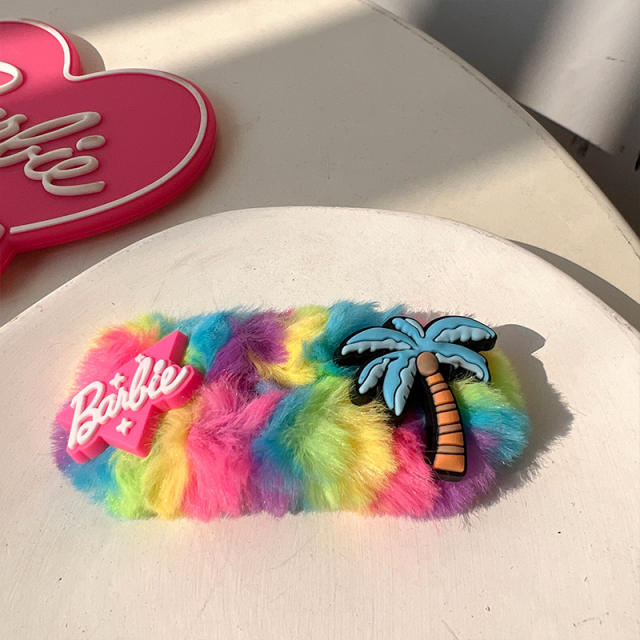 Y2K fluffy barbie Gradient color hair clips
