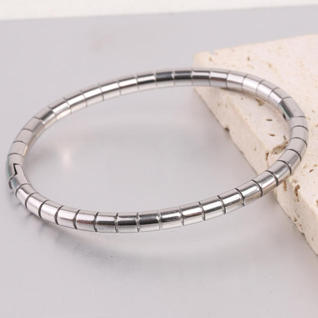 18KG easy match basic snake chain design stainless steel bangle