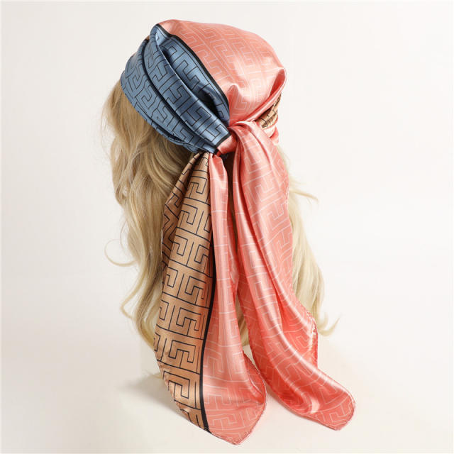 90CM color matching easy match satin headscarf square scarf