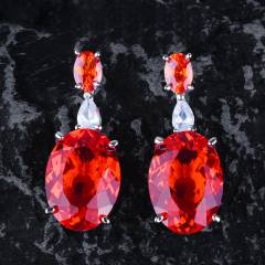 Luxury  oval shape cubic zircon ruby sapphire blue wedding necklace set