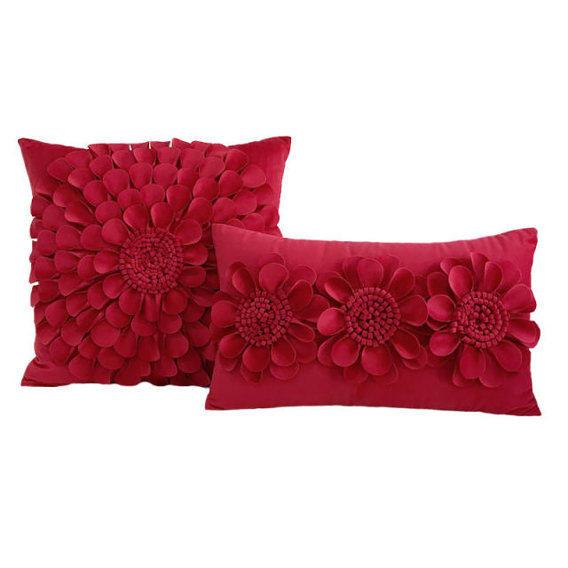 3D flower handmade warm winter home throw pillow covers