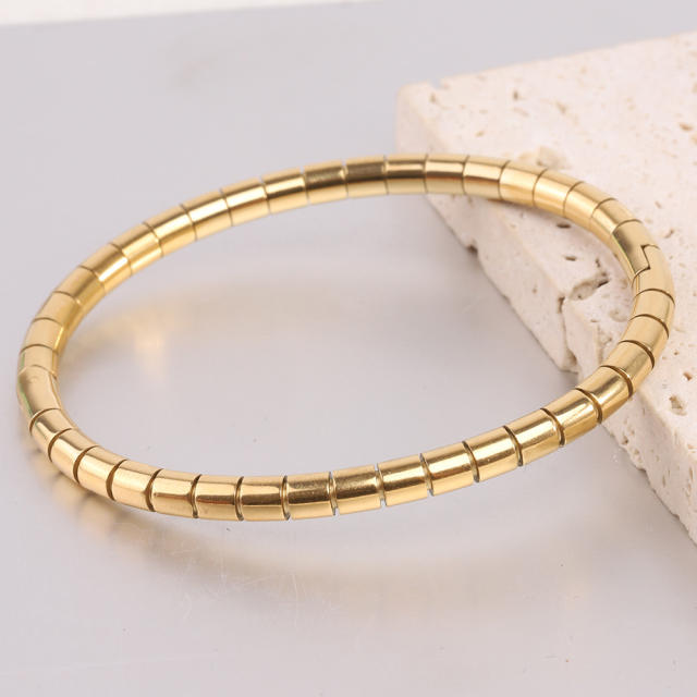 18KG easy match basic snake chain design stainless steel bangle