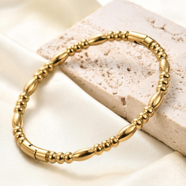 18KG bamboo design stainless steel band bangle