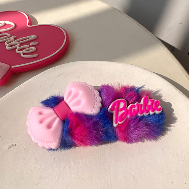Y2K fluffy barbie Gradient color hair clips