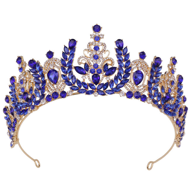 Luxury colorful glass crystal wheat design wedding crown