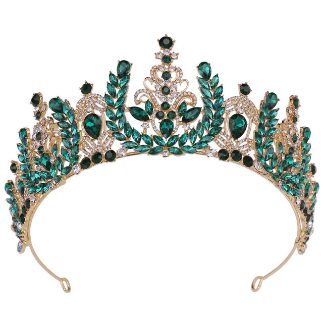 Luxury colorful glass crystal wheat design wedding crown