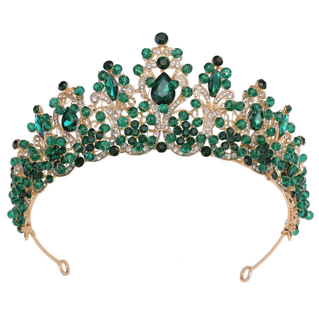 Handmade colorful cystal bead statement wedding crown