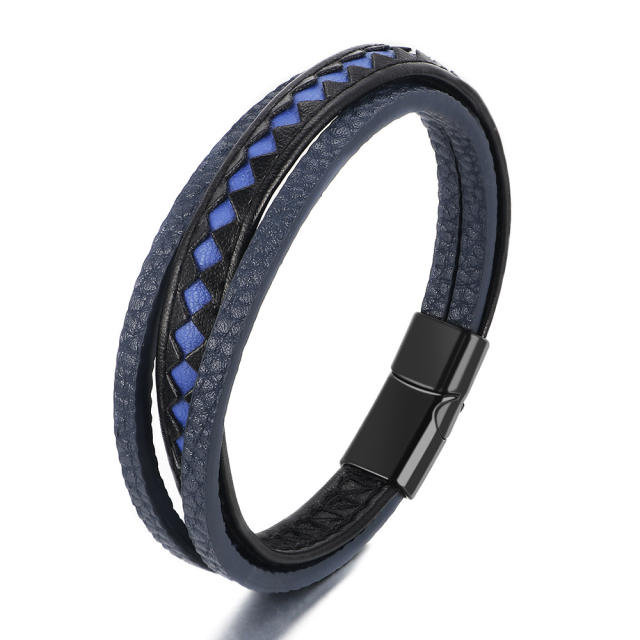 Creative color matching PU leather men bracelet