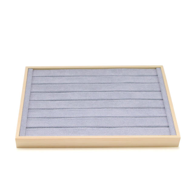 Gray velvet wood material jewelry display tray
