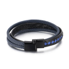 Creative color matching PU leather men bracelet