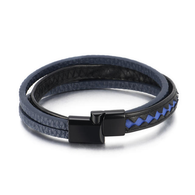 Creative color matching PU leather men bracelet