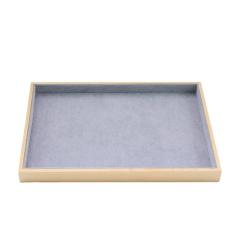 Gray velvet wood material jewelry display tray