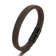 Concise braid pu leather men bracelet