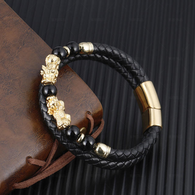 National pixu bracelet for men PU leather layer bracelet for men