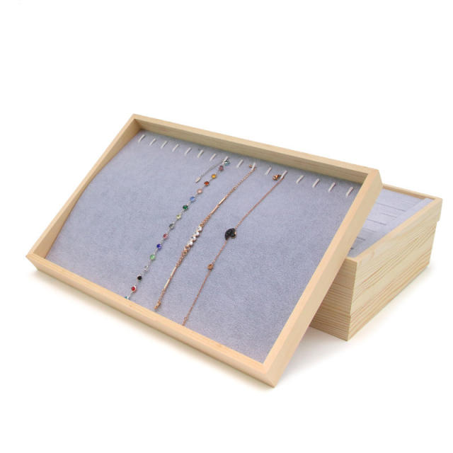 Gray velvet wood material jewelry display tray