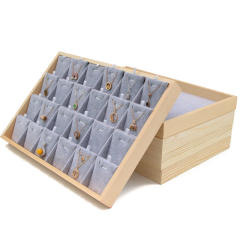 Gray velvet wood material jewelry display tray