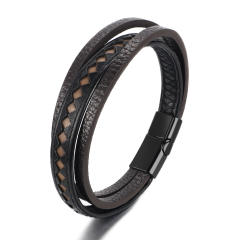 Creative color matching PU leather men bracelet
