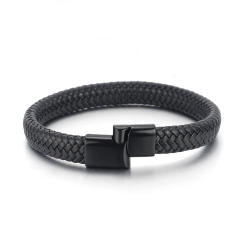 Concise braid pu leather men bracelet