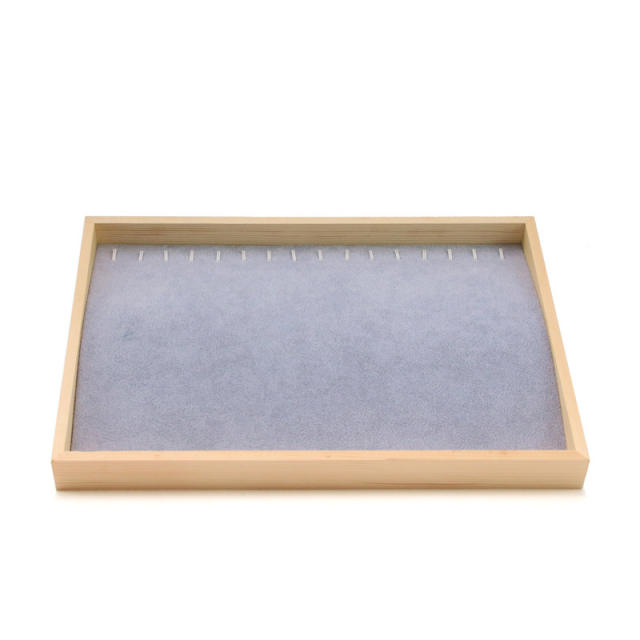 Gray velvet wood material jewelry display tray