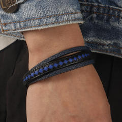 Creative color matching PU leather men bracelet