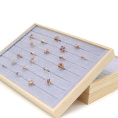 Gray velvet wood material jewelry display tray