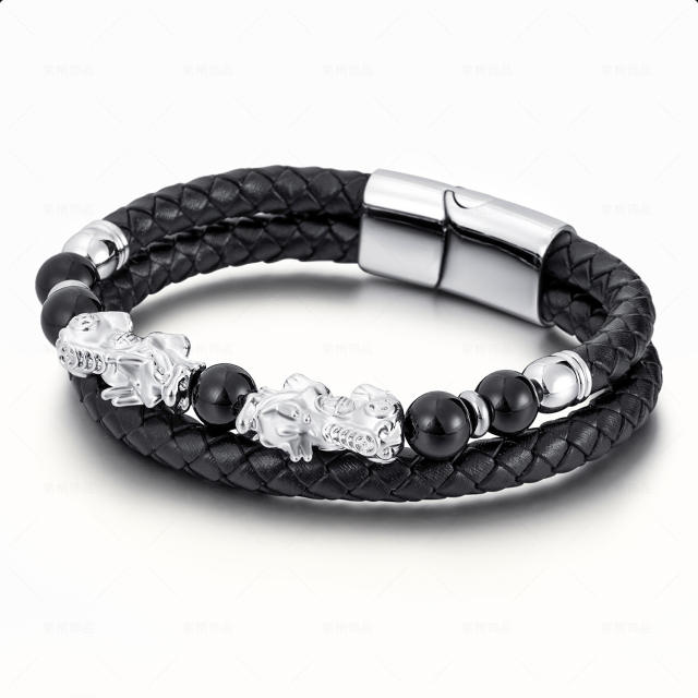 National pixu bracelet for men PU leather layer bracelet for men