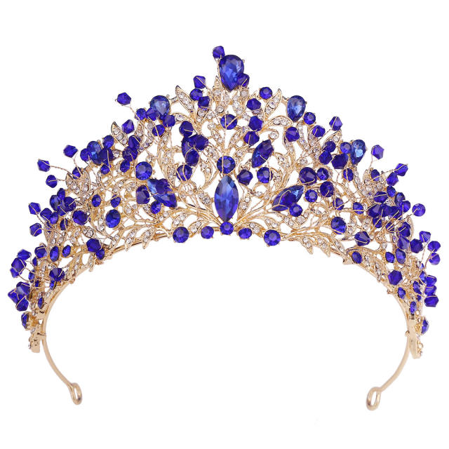 Delicate colorful crystal bead luxury wedding hair crown