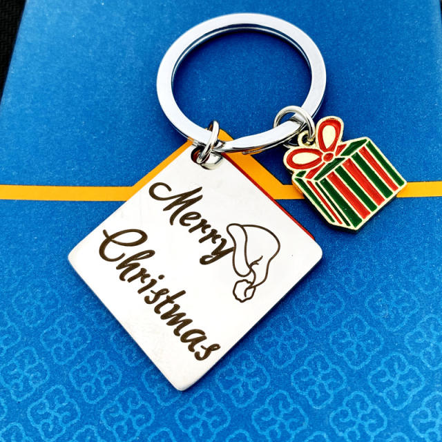 Merry Christmas Creative stainless steel keychain gift keychain