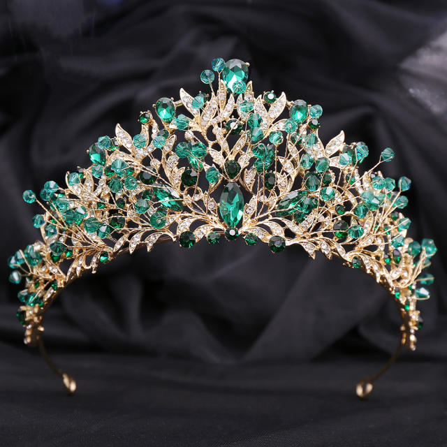 Delicate colorful crystal bead luxury wedding hair crown
