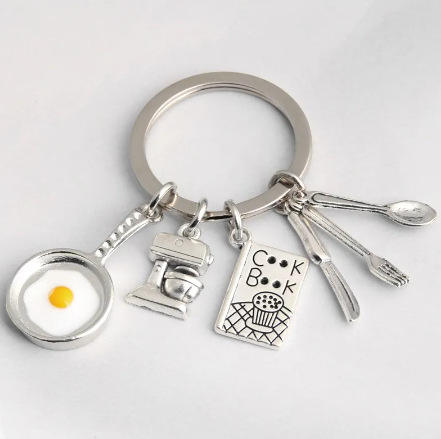 Funny silver color chef keychain