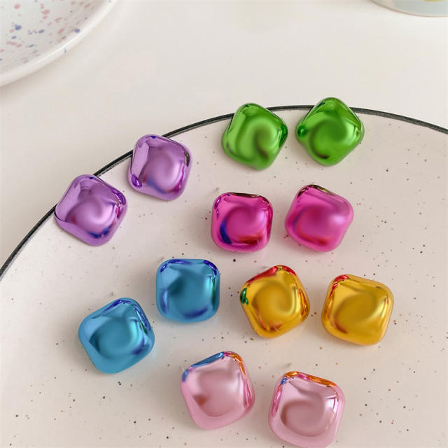 925 needle chunky square acrylic studs earrings Y2K earrings