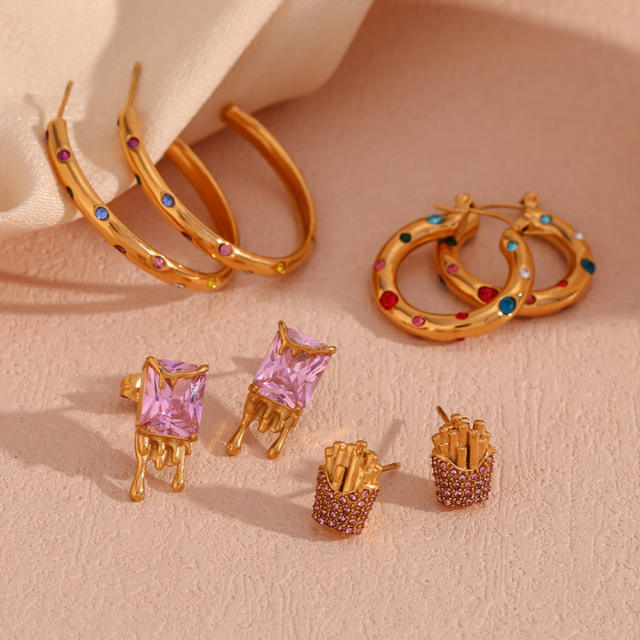 18KG cute lava design stainless steel earrings hoop earrings