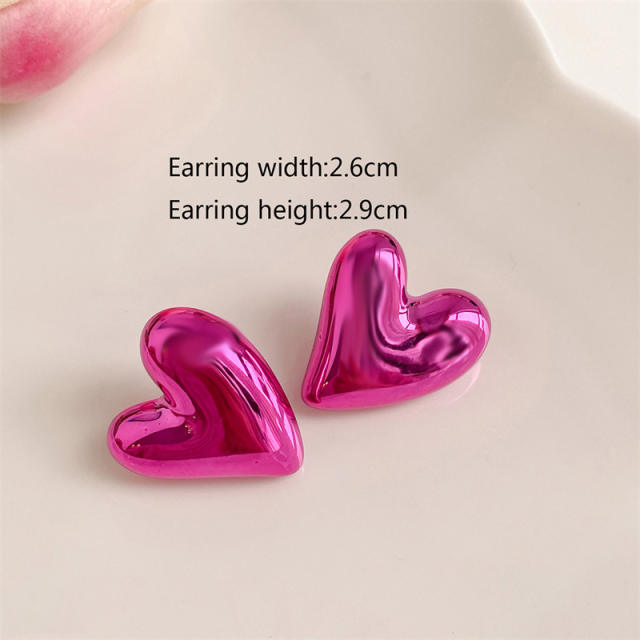 925 needle Y2K color heart acrylic studs earrings