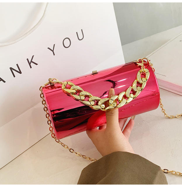 Fashionable mirror acrylic cylinder box bag party bag for women