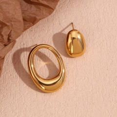 18K gold plated geometric chunky stainless steel Asymmetric earrings