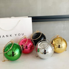 Fashionable colorful mirror acrylic ball shape box bag handbag