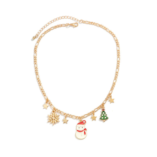Concise imitation pearl bead enamel christmas necklace for women