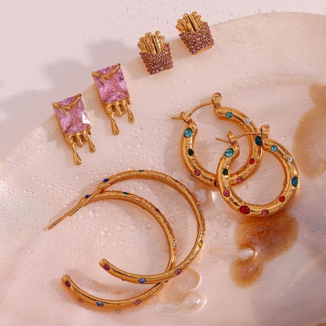 18KG cute lava design stainless steel earrings hoop earrings