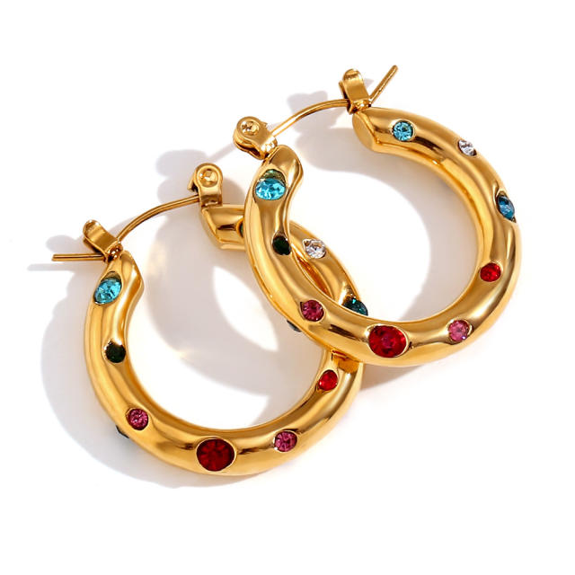 18KG cute lava design stainless steel earrings hoop earrings