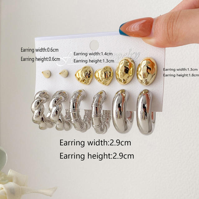 925 needle gold silver color acrylic geometric earrings set