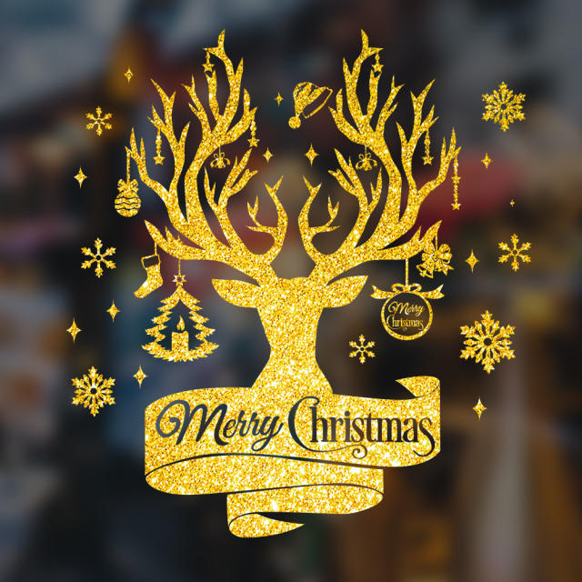 Gold color series christmas decoration window stickers