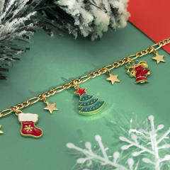 Concise imitation pearl bead enamel christmas necklace for women