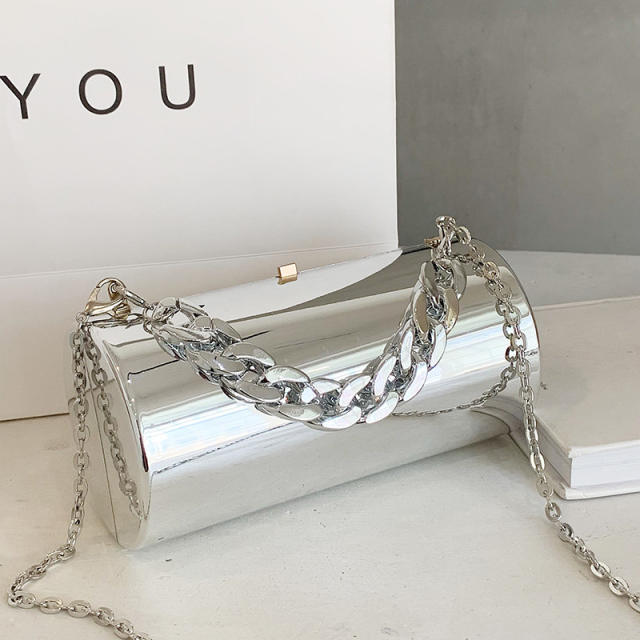 Fashionable mirror acrylic cylinder box bag party bag for women