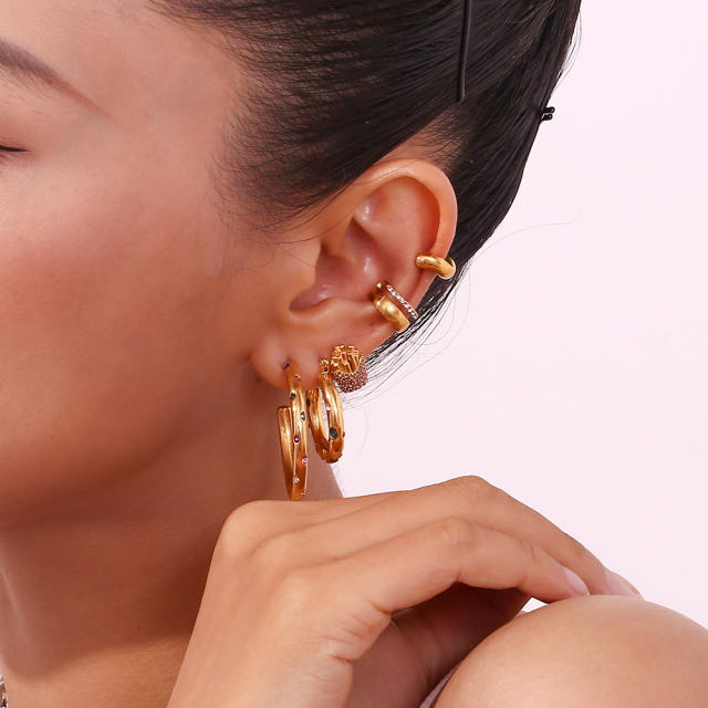 18KG cute lava design stainless steel earrings hoop earrings