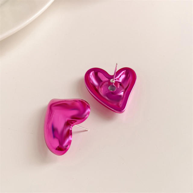 925 needle Y2K color heart acrylic studs earrings