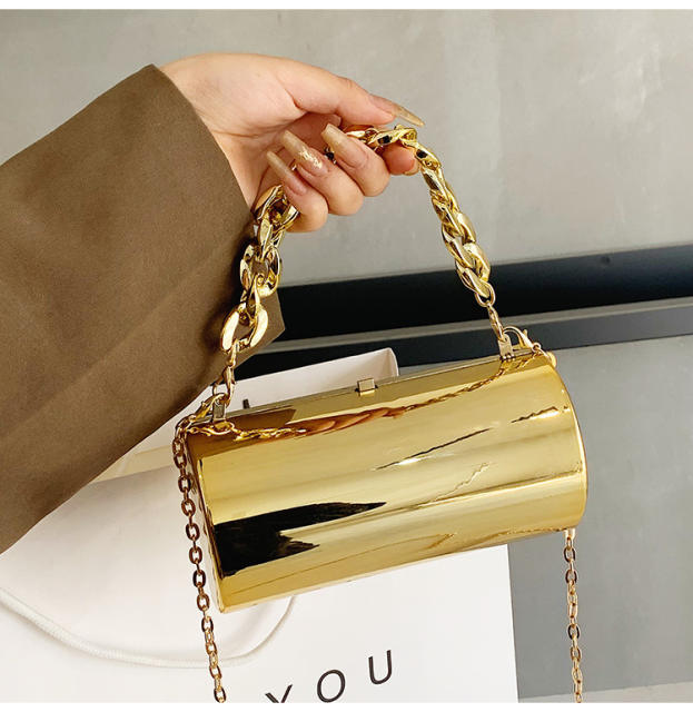Fashionable mirror acrylic cylinder box bag party bag for women