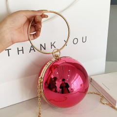 Fashionable colorful mirror acrylic ball shape box bag handbag